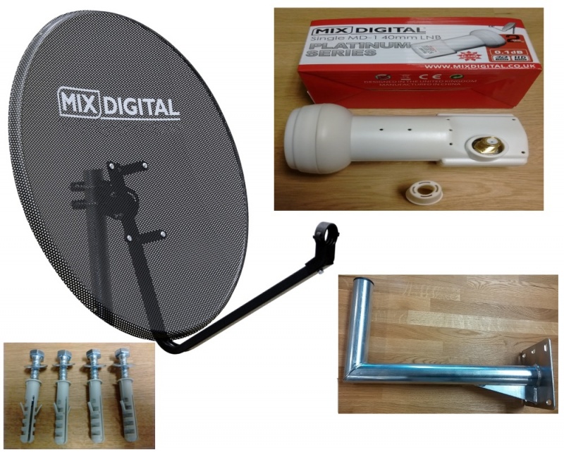 100cm Mix Digital Mesh Satellite Dish, Wall Mount & Platinum 0.1dB LNB