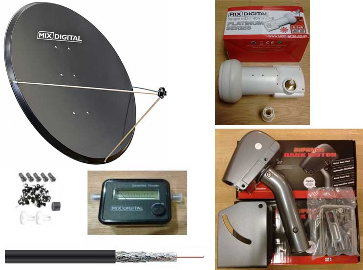 1.25m Mix Digital Motorised Satellite Dish, Motor & LNB Dish Pack