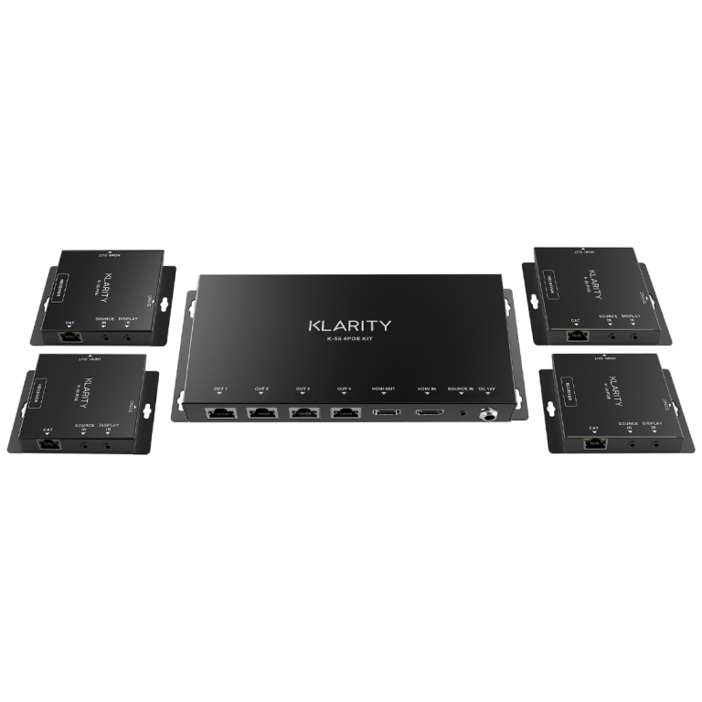 Klarity 1080P 4 Way 55m POE HDMI over CAT Extender (K-55-4POE-KIT)