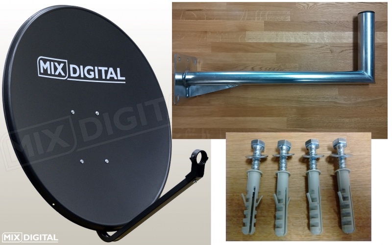 1m Mix Digital Solid Satellite Dish with Wall Mount