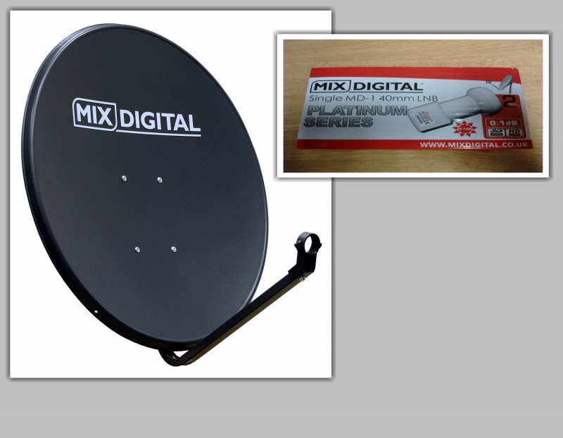 1m Mix Digital Solid Satellite Dish with 0.1db LNB - 100cm