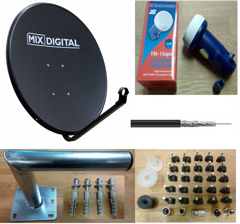 60cm Mix Digital Satellite Dish Kit SKY HOTBIRD POLSAT FREESAT
