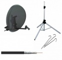 Zone 2 Portable Satellite Dish Kit System Camping Tripod & Quad LNB