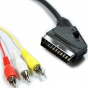 Audio / Video Cable Assembly, SCART Plug, Phono (RCA) Plug, x 3, 4.9 ft, 1.5 m, Black